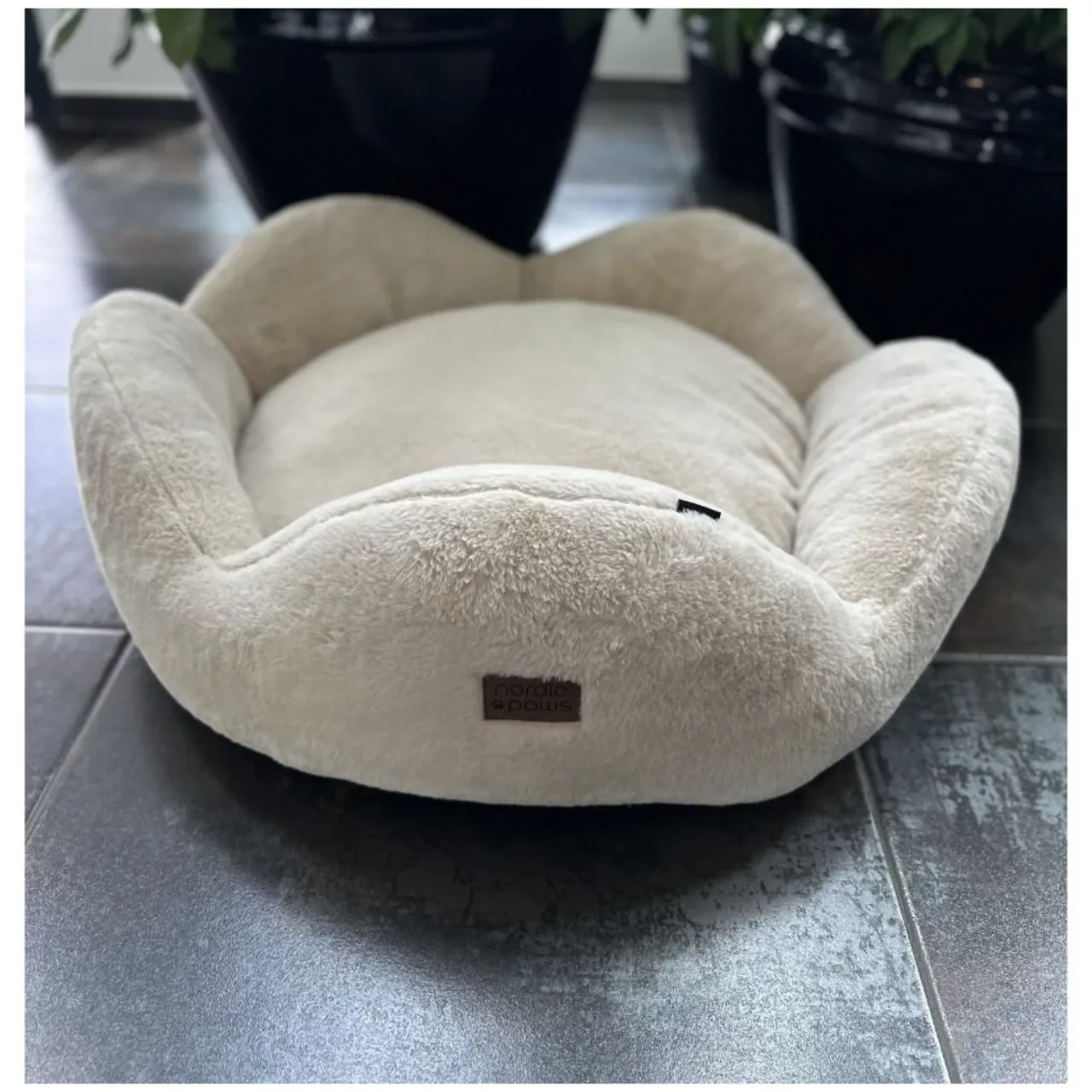 Nordic Paws Flora plys hundeseng Small 57 x 57 cm Beige